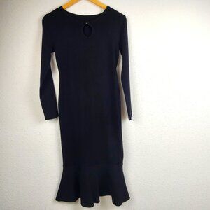 Dazy Women Sweater Dress XL Cut Out Mermaid Hem Knit Black Long Sleeve Midi